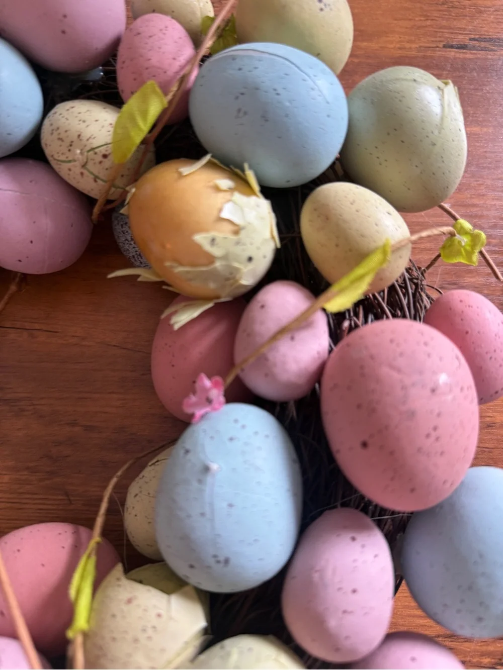 Pastel Easter Egg Wreath - Spring Door Decor in Pink, Blue, Green, Cream, Yellow